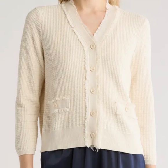 Cream Crop Cardigan, Size L, Adrianna Papell, NWOT - Picture 11 of 11